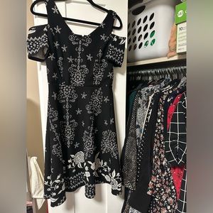 Ricki’s black with white flower textured off the shoulder dress